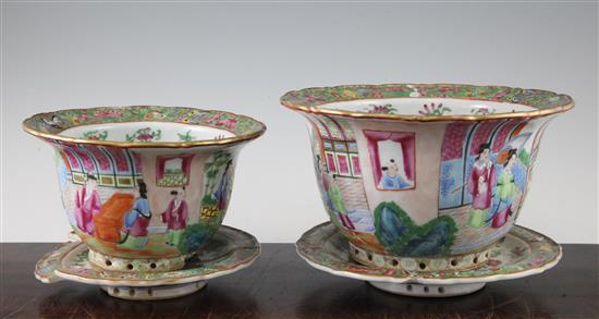 Two Chinese Canton-decorated flower pots, 19th century,